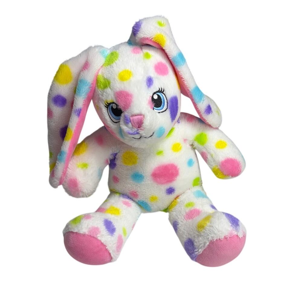 Build-A-Bear Bunny Rabbit White colorful Polka Dots Plush Easter